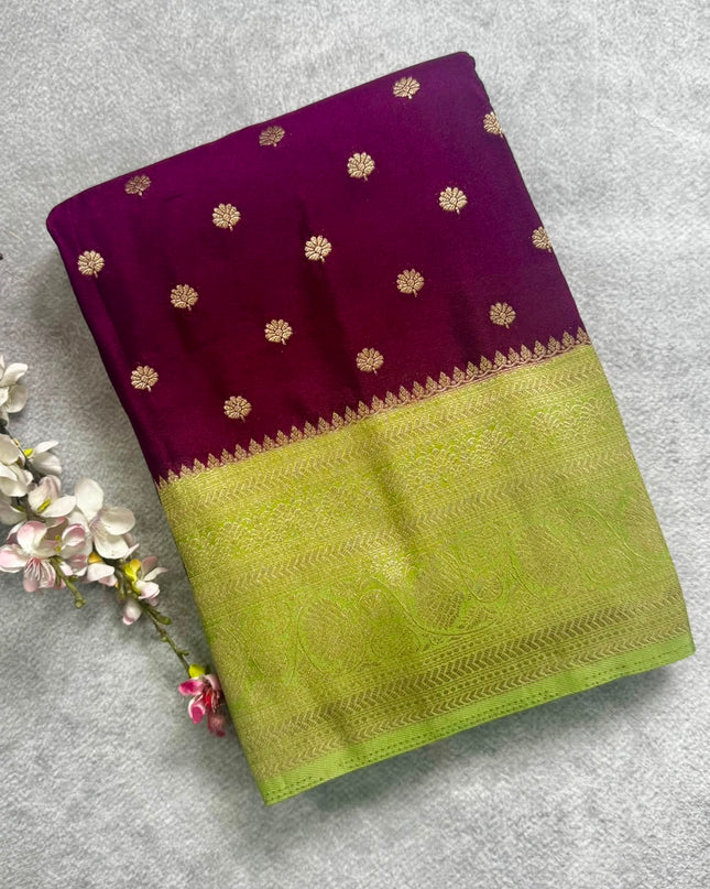 Wine n green  semi georgette 106 saree