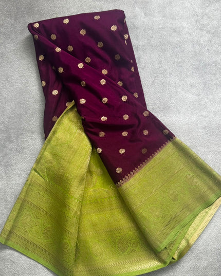 Wine n green  semi georgette 106 saree