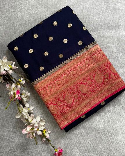 Navy blue n pink semi georgette 106 saree
