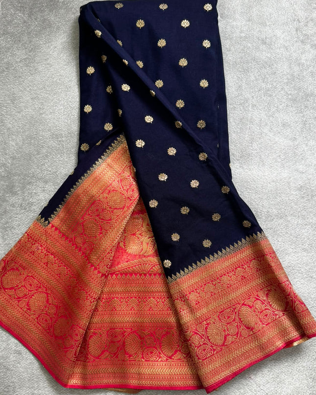 Navy blue n pink semi georgette 106 saree