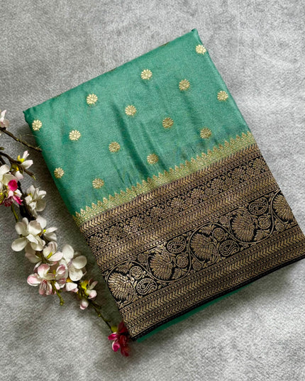 Pastel blue n black semi georgette 106 saree