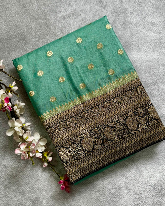 Pastel blue n black semi georgette 106 saree