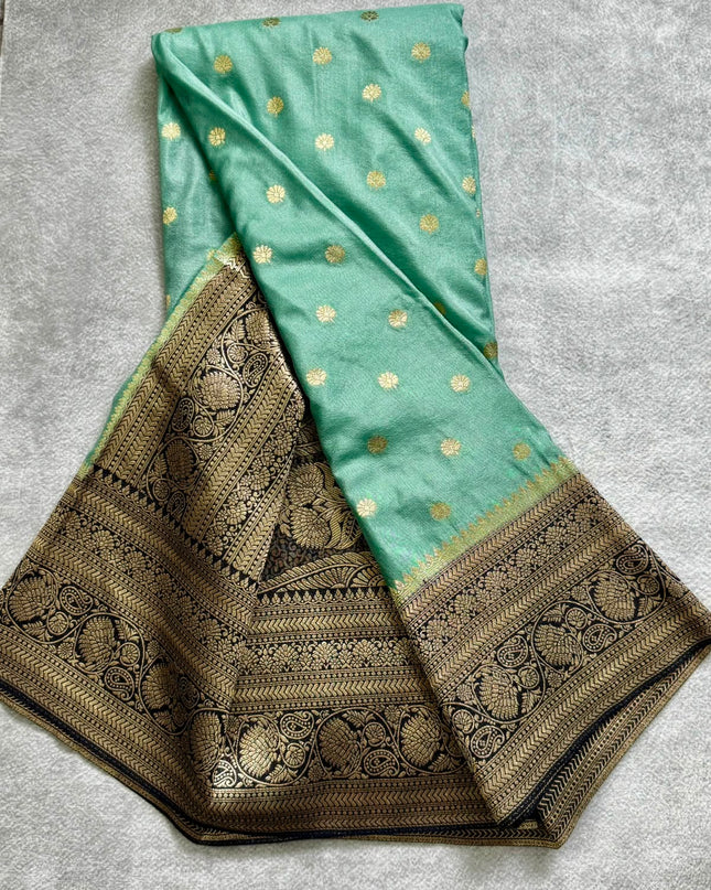 Pastel blue n black semi georgette 106 saree