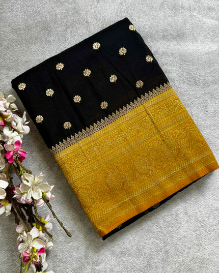 Black n yellow semi georgette 106 saree