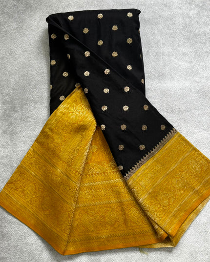 Black n yellow semi georgette 106 saree