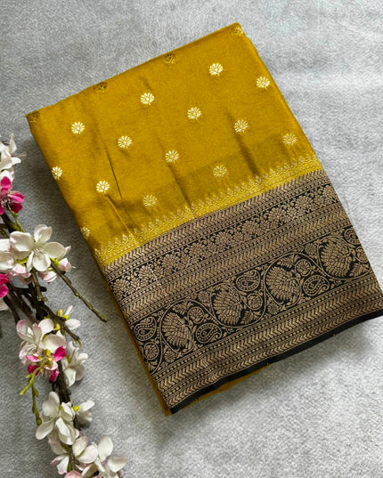 Mustard n black semi georgette 106 saree