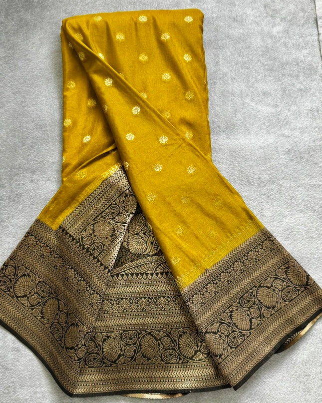 Mustard n black semi georgette 106 saree