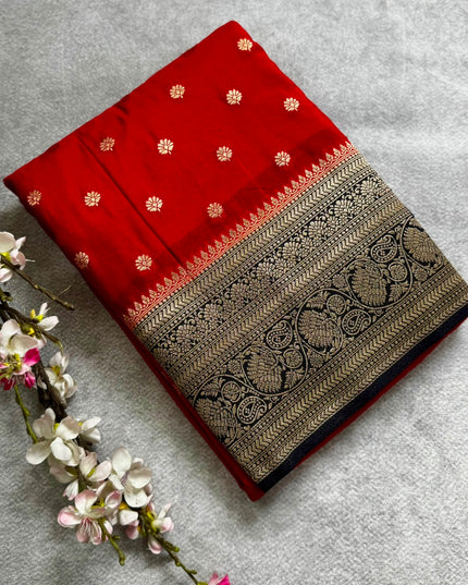 Red n black semi georgette 106 saree