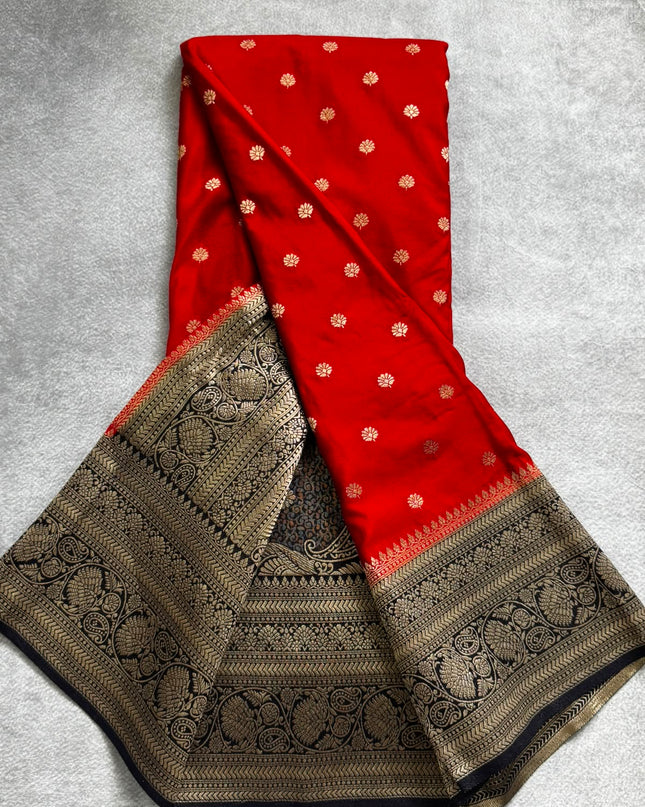 Red n black semi georgette 106 saree
