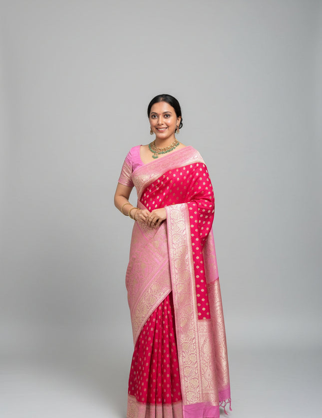 Pink Semi Georgette Saree 107 (Anusha)