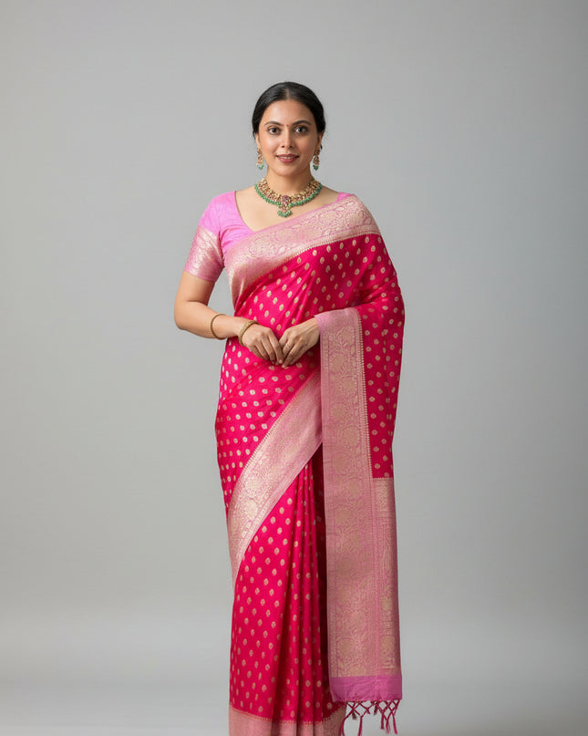 Pink Semi Georgette Saree 107 (Anusha)