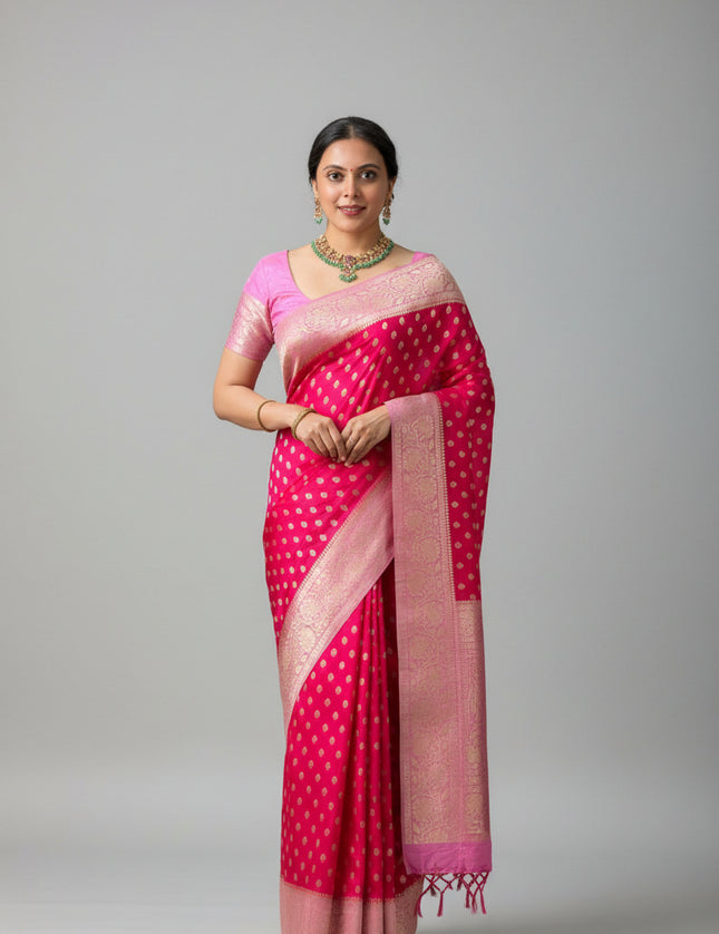 Pink Semi Georgette Saree 107 (Anusha)