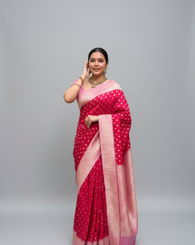 Pink Semi Georgette Saree 107 (Anusha)
