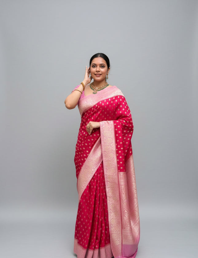 Pink Semi Georgette Saree 107 (Anusha)