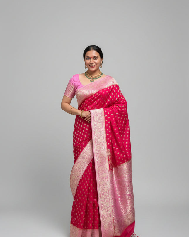 Pink Semi Georgette Saree 107 (Anusha)