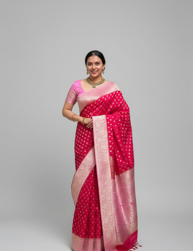 Pink Semi Georgette Saree 107 (Anusha)