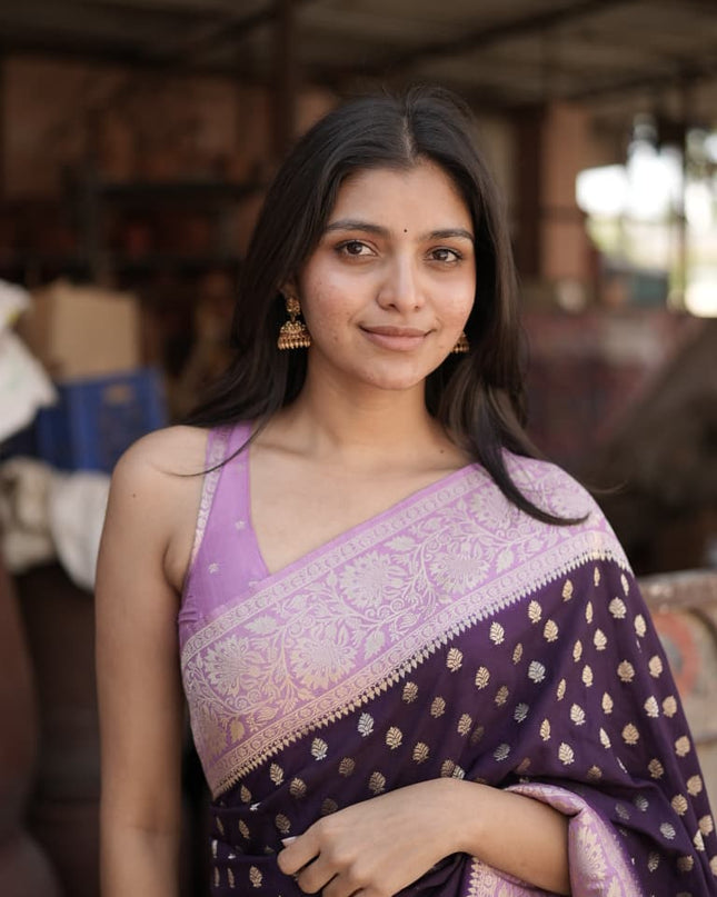 Purple n pink semi georgette 107 saree (preethigowda)