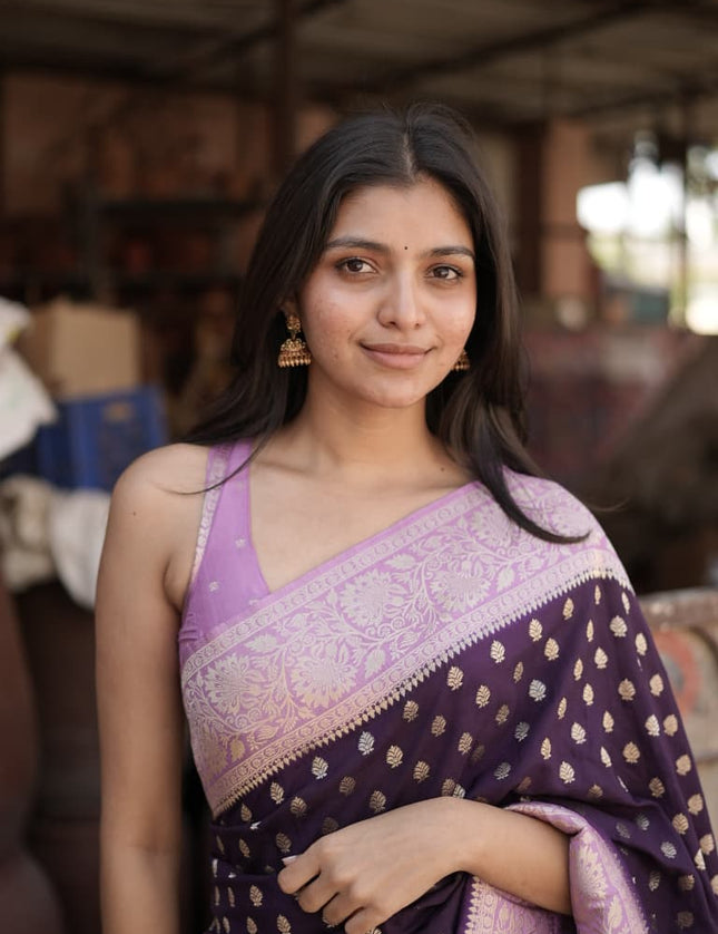 Purple n pink semi georgette 107 saree (preethigowda)