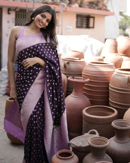 Purple n pink semi georgette 107 saree (preethigowda)