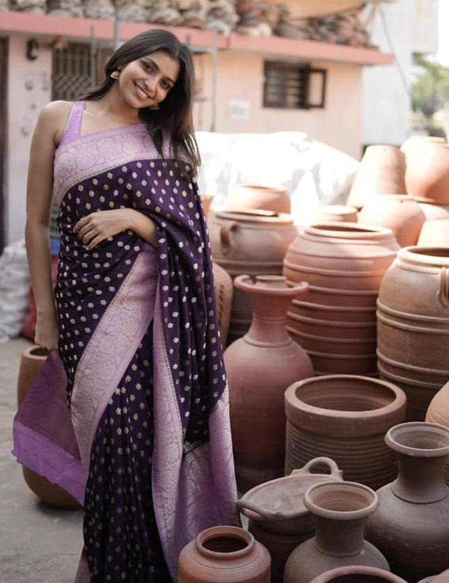 Purple n pink semi georgette 107 saree (preethigowda)