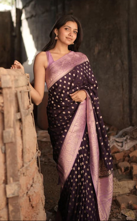 Purple n pink semi georgette 107 saree (preethigowda)