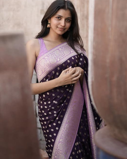 Purple n pink semi georgette 107 saree (preethigowda)
