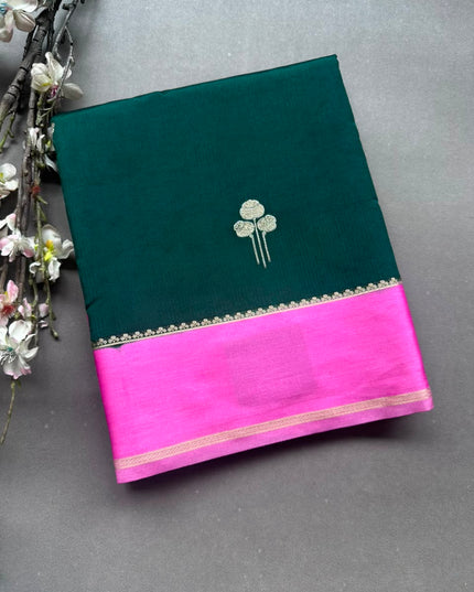 Bottle Green Semi Silk Saree 108
