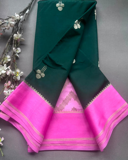 Bottle Green Semi Silk Saree 108