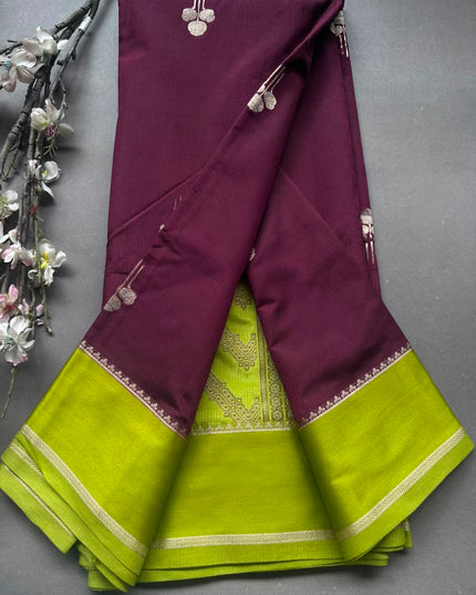 Wine Semi Silk Saree 108