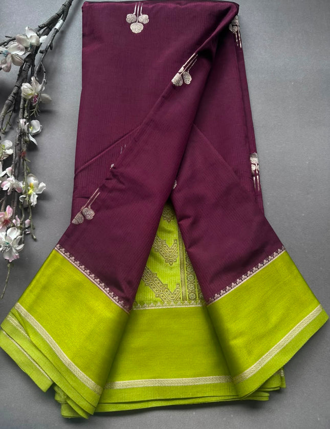 Wine Semi Silk Saree 108