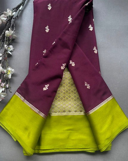 Wine Semi Silk Saree 108