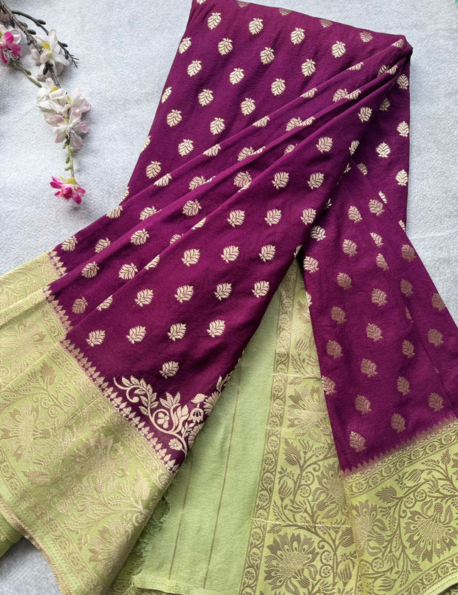 Wine Georgette Saree 109