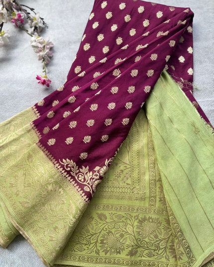 Wine Georgette Saree 109