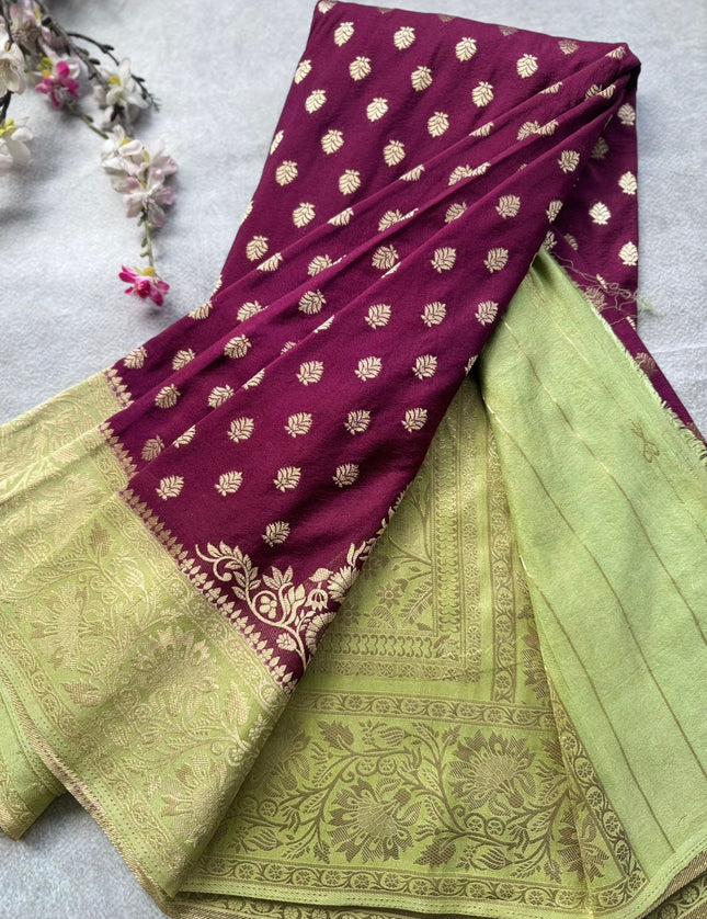Wine Georgette Saree 109