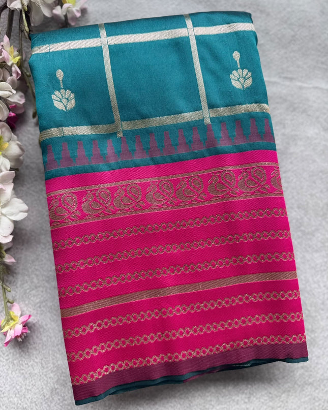 Bottle Green Soft Silk Saree 109