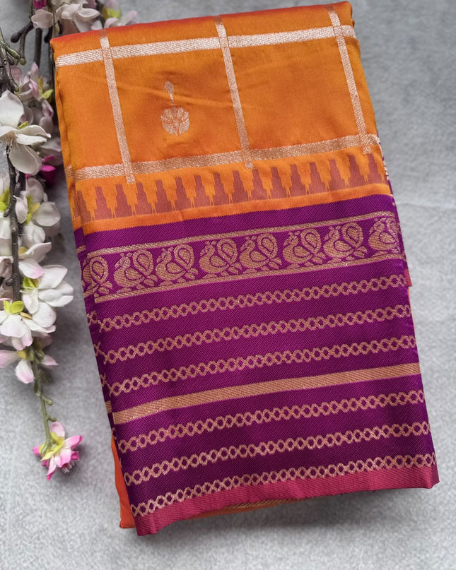 Orange Soft Silk Saree 109