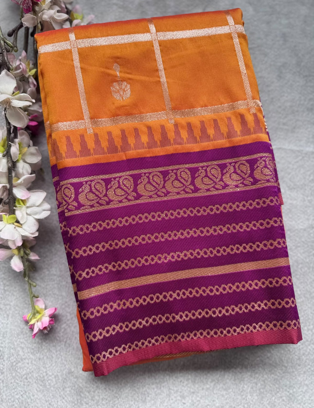 Orange Soft Silk Saree 109