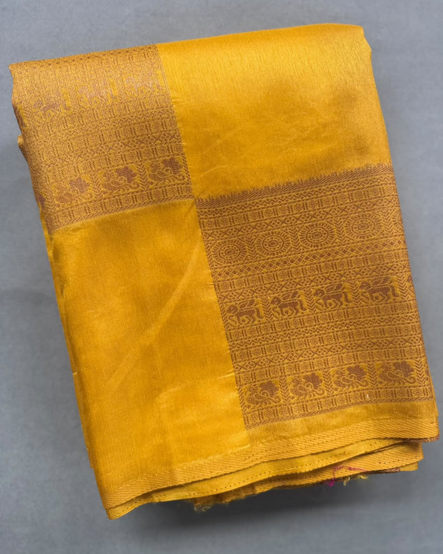 Yellow Semi Crepe Saree 110