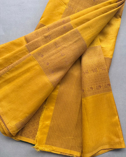 Yellow Semi Crepe Saree 110
