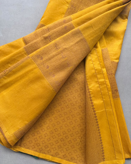 Yellow Semi Crepe Saree 110