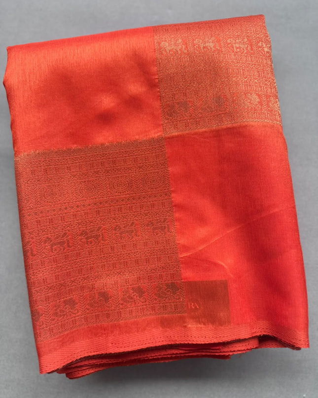 Orange Semi Crepe Saree 110