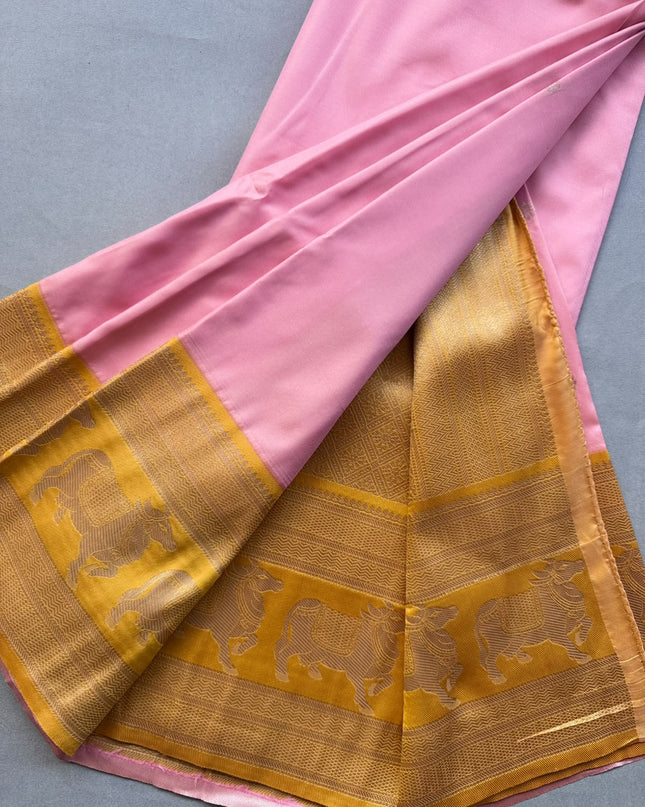 Pink bentex border soft silk ST105 saree