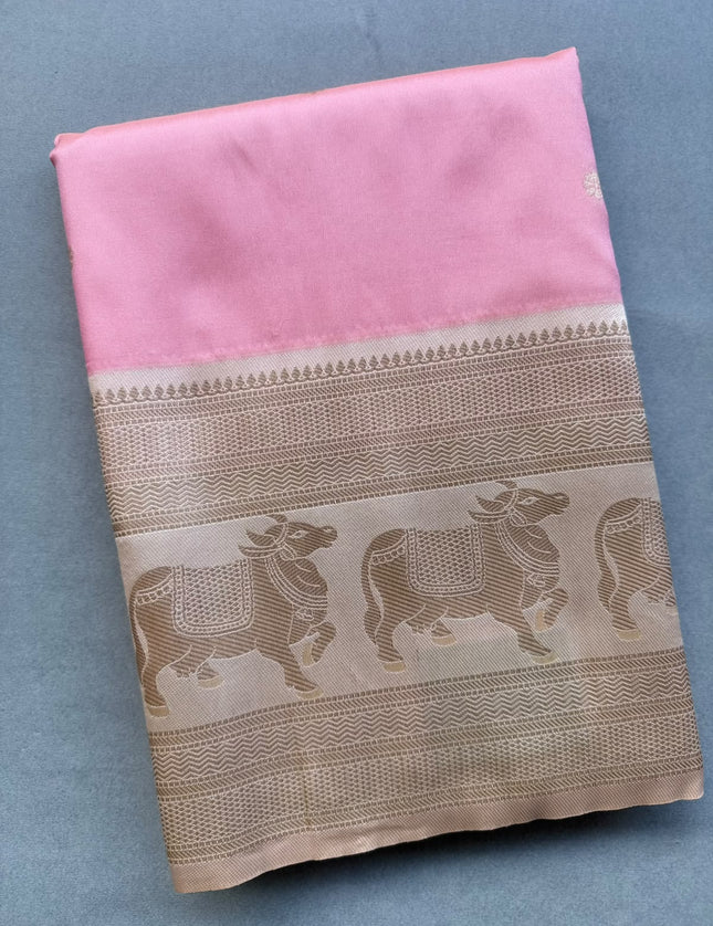 Pink bentex border soft silk ST105 saree