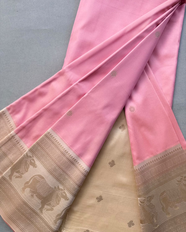 Pink bentex border soft silk ST105 saree