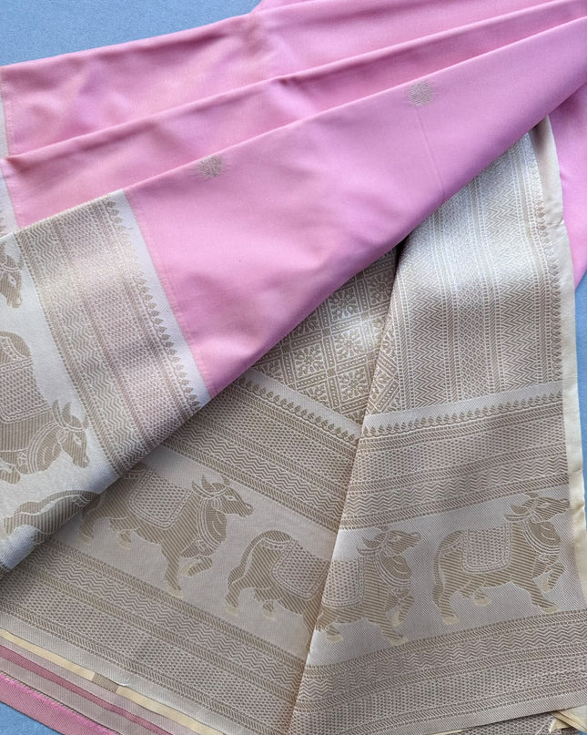 Pink bentex border soft silk ST105 saree