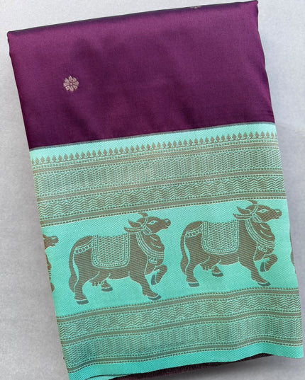 Purple bentex border soft silk ST105 saree