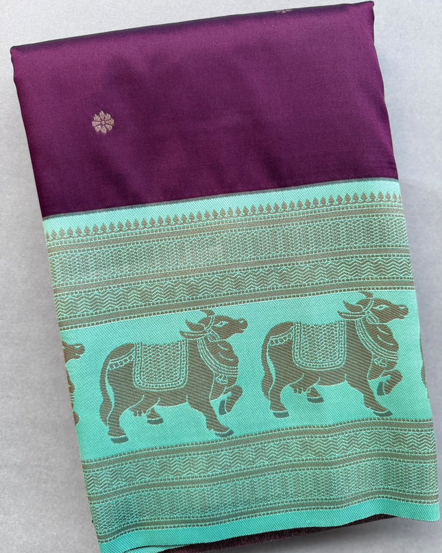 Purple bentex border soft silk ST105 saree