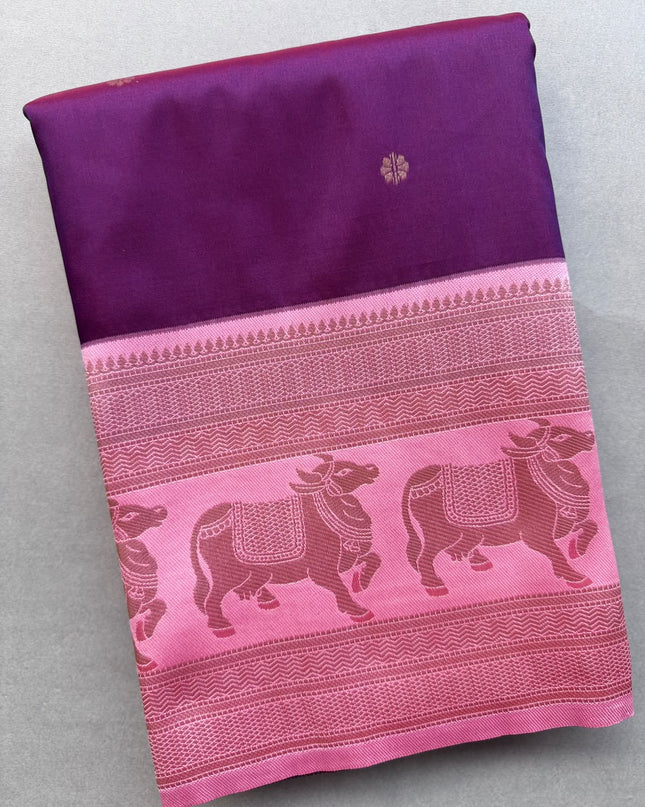 Purple bentex border soft silk ST105 saree