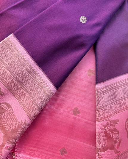 Purple bentex border soft silk ST105 saree