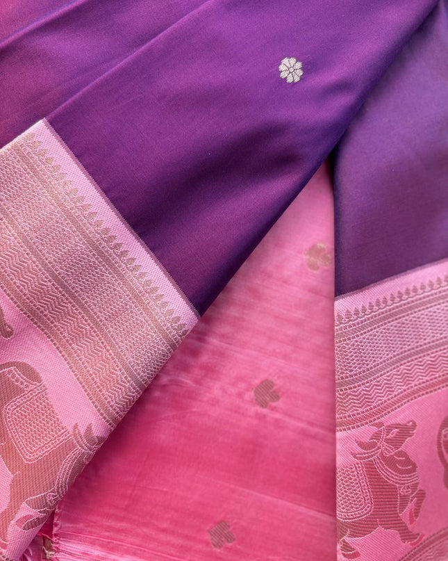 Purple bentex border soft silk ST105 saree